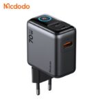 شارژر آداپتور دیواری 3پورت 70وات مک دودو مدل MCDODO GaN CH-4190 نمایشگر توان و دما