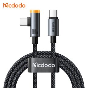 کابل شارژ سریع هوشمند 90درجه تایپ سی به تایپ سی 100وات مک دودو مدل MCDODO CA-5870 قطع کن اتومات طول 1.2متر