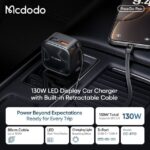 شارژر فندکی 130وات 3پورت با کابل متصل تایپ سی مک دودو مدل MCDODO CC-8710